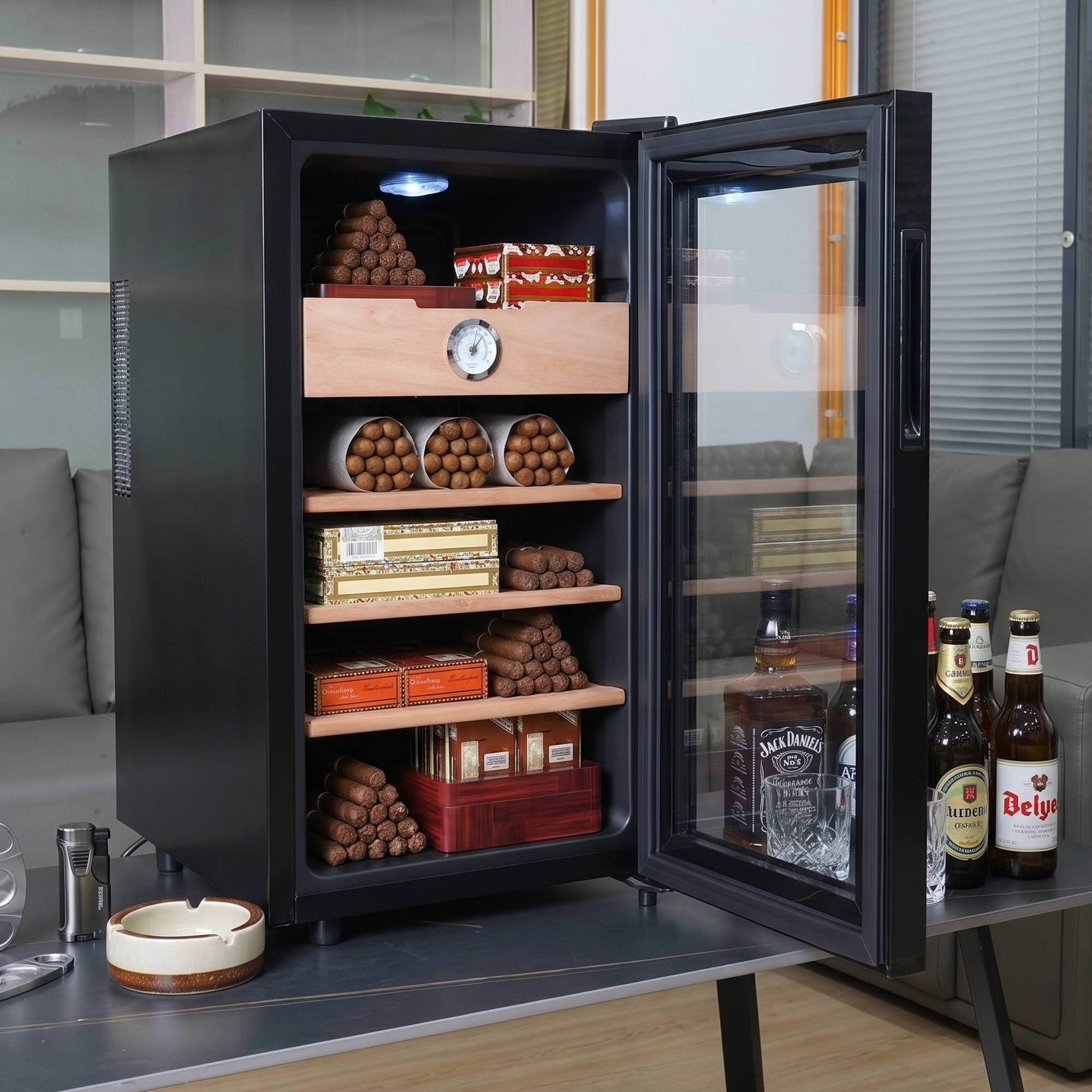 KingChii 48L Electric Cigar Humidor, 300-Cigar Capacity