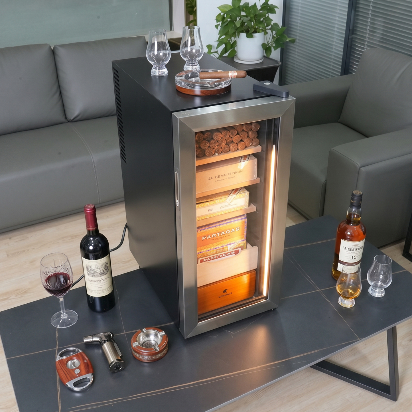 KingChii 35L Temp & Humidity Control Cigar Humidor, 200-Cigar Capacity