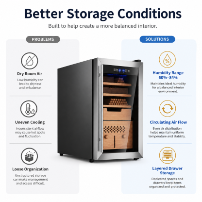KingChii 43L Temp & Humidity Control Cigar Humidor, 320-Cigar Capacity