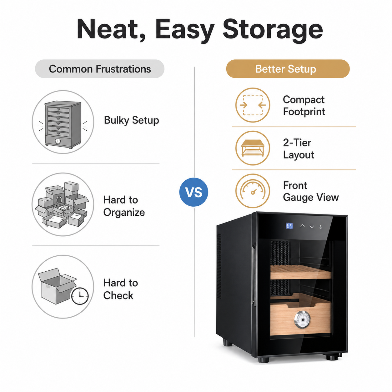 KingChii 16L Electric Cigar Humidor, 100-Cigar Capacity
