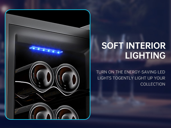 KingChii® 6 Bottles Thermoelectric Wine Cooler Refrigerator Advanced Cooling Technology, Stainless Steel & Tempered Glass For Red Wine, Champagne for Home, Kitchen, or Office