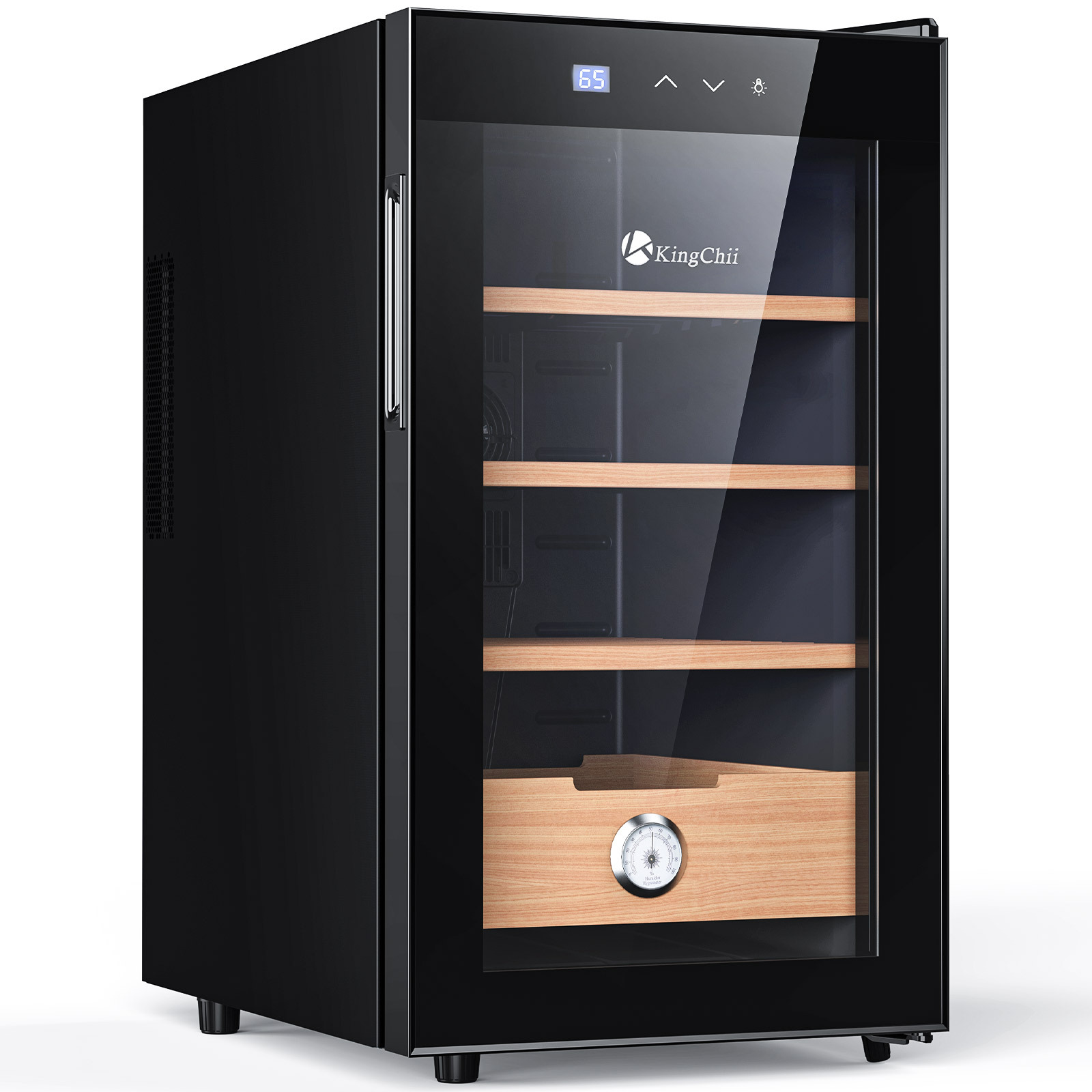 KingChii® 48L Electric Cigar Humidors Temperature Control System, Cooling & Heating Humidor Cabinet with Spanish Cedar Wood Shelves & Hygrometer, Father's Day Gifts for Men (4 Layers 300 Capacity)