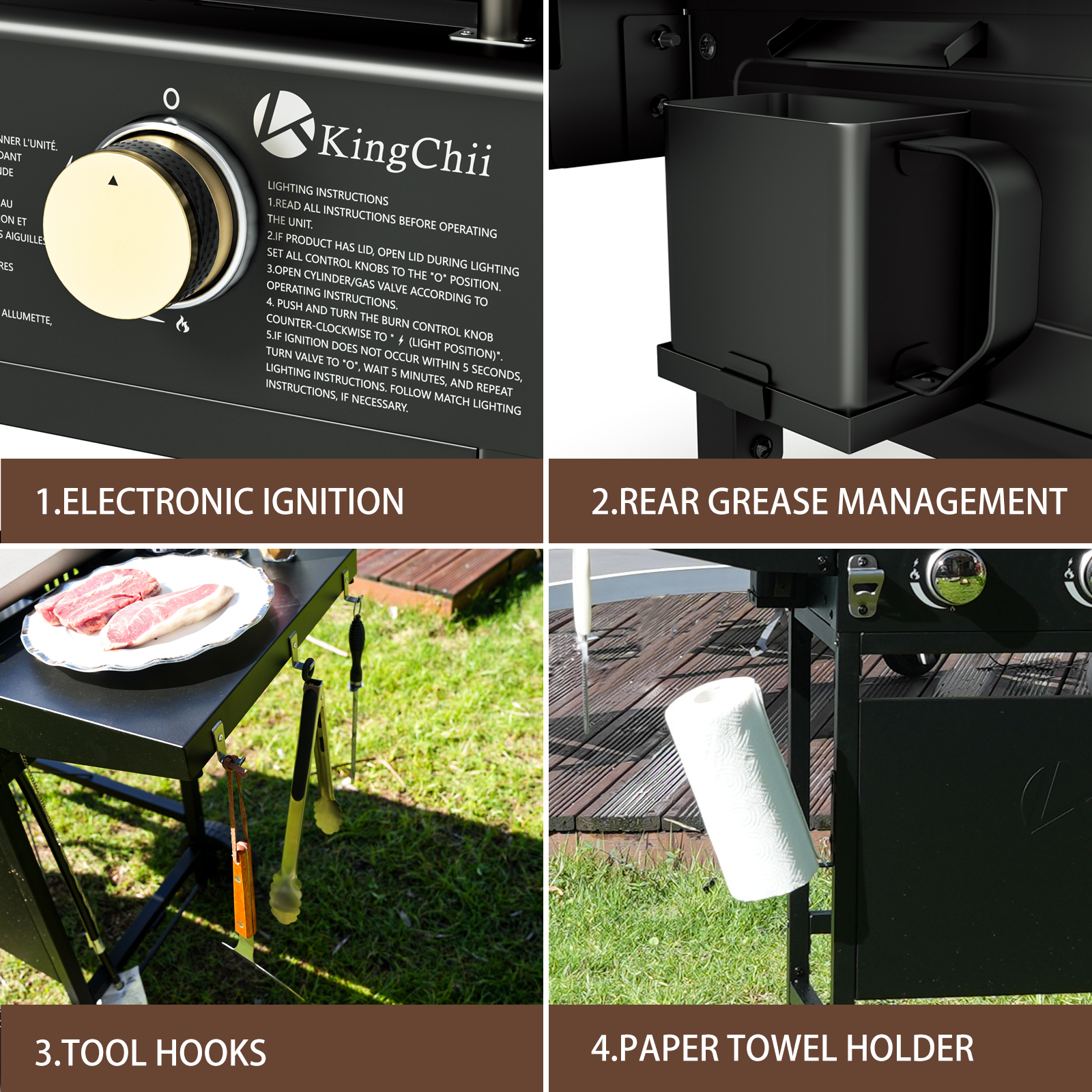 KingChii 3-Burner 28" Propane Griddles Outdoor Flat Top Gas Grill Griddle for Camping, Tailgating, BBQ, Parties, Backyard & Patio