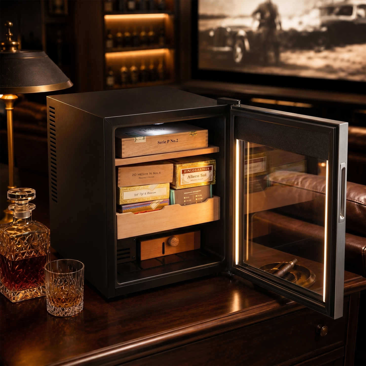 KingChii 50L Temp & Humidity Control Cigar Humidor, 350-Cigar Capacity
