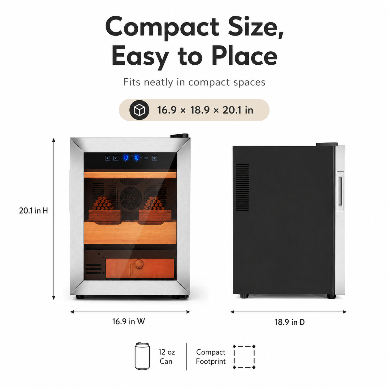KingChii 50L Temp & Humidity Control Cigar Humidor, 350-Cigar Capacity