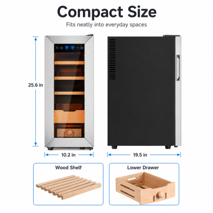 KingChii 35L Temp & Humidity Control Cigar Humidor, 250-Cigar Capacity