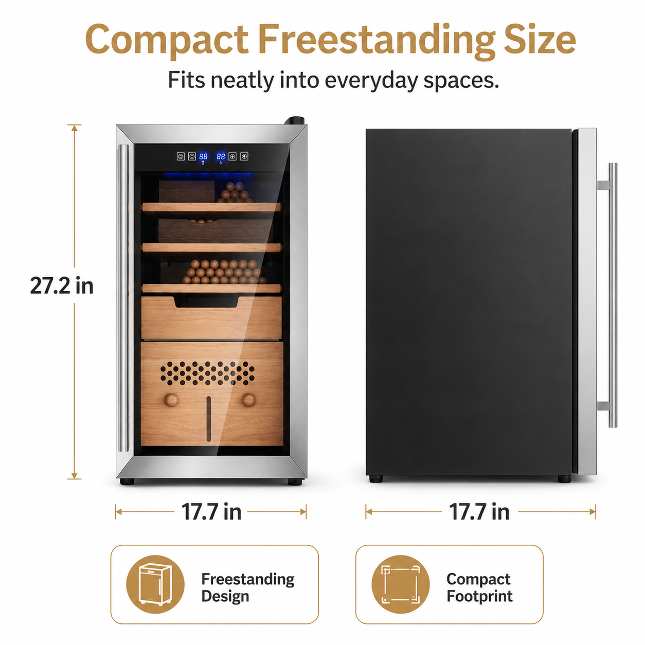 KingChii 43L Temp & Humidity Control Cigar Humidor, 320-Cigar Capacity