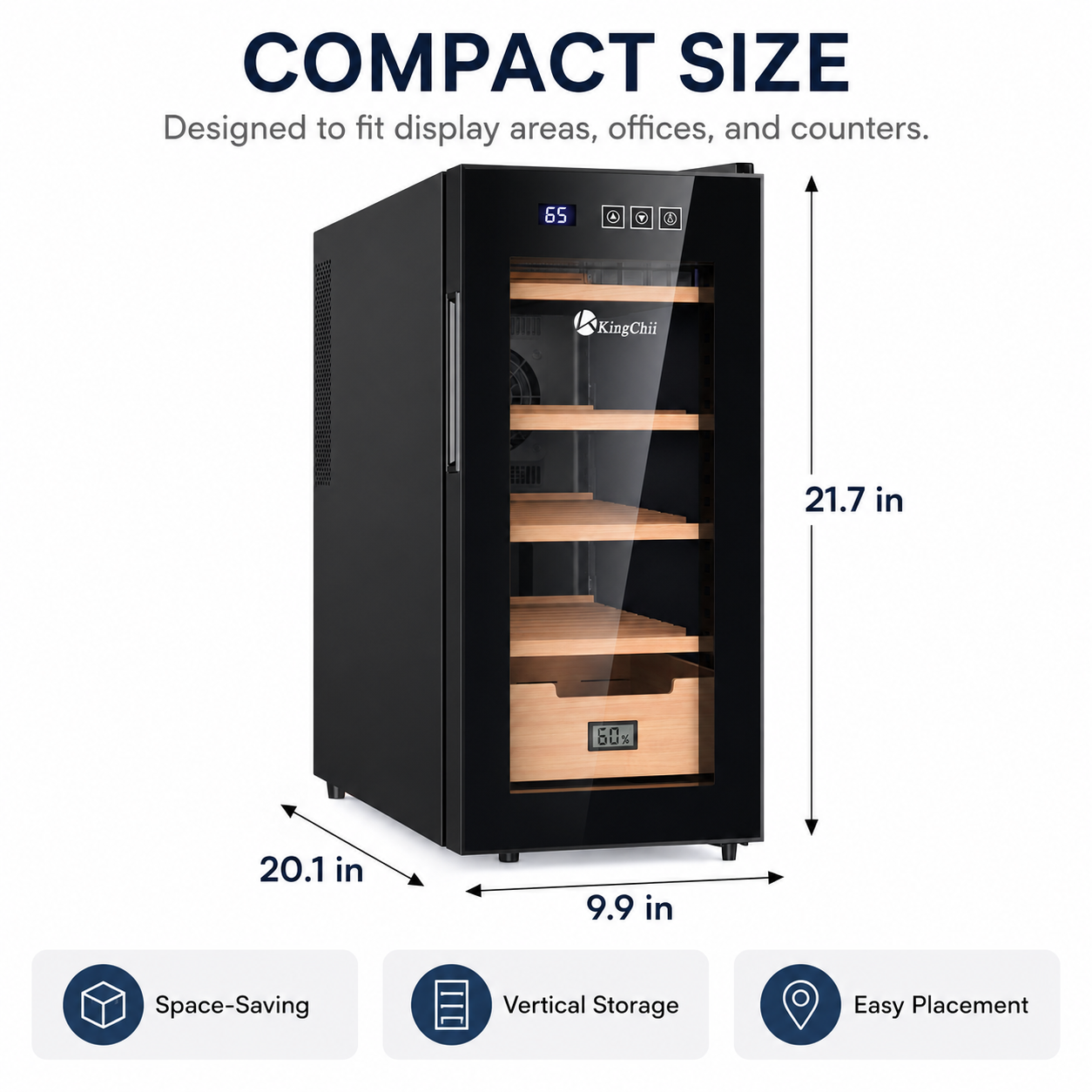 KingChii 26L Electric Cigar Humidor, 200-Cigar Capacity