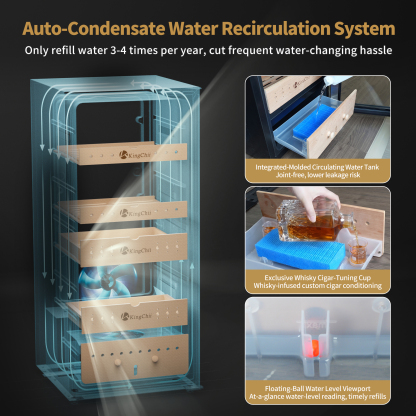 KingChii Electric Cigar Humidor with Auto-Condensate Water Recirculation and Humidity Control System