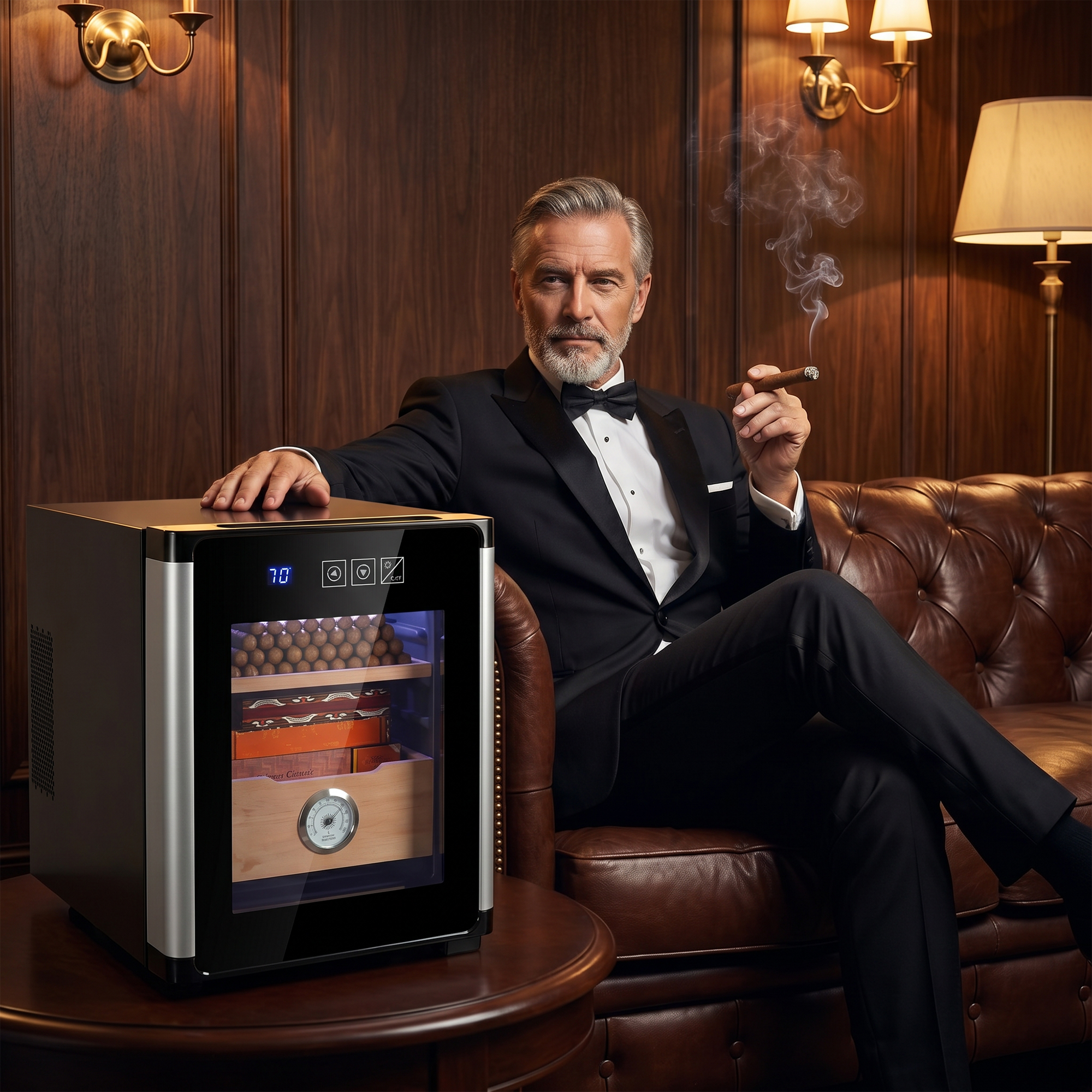 KingChii 8L Electric Cigar Humidor, 80-Cigar Capacity