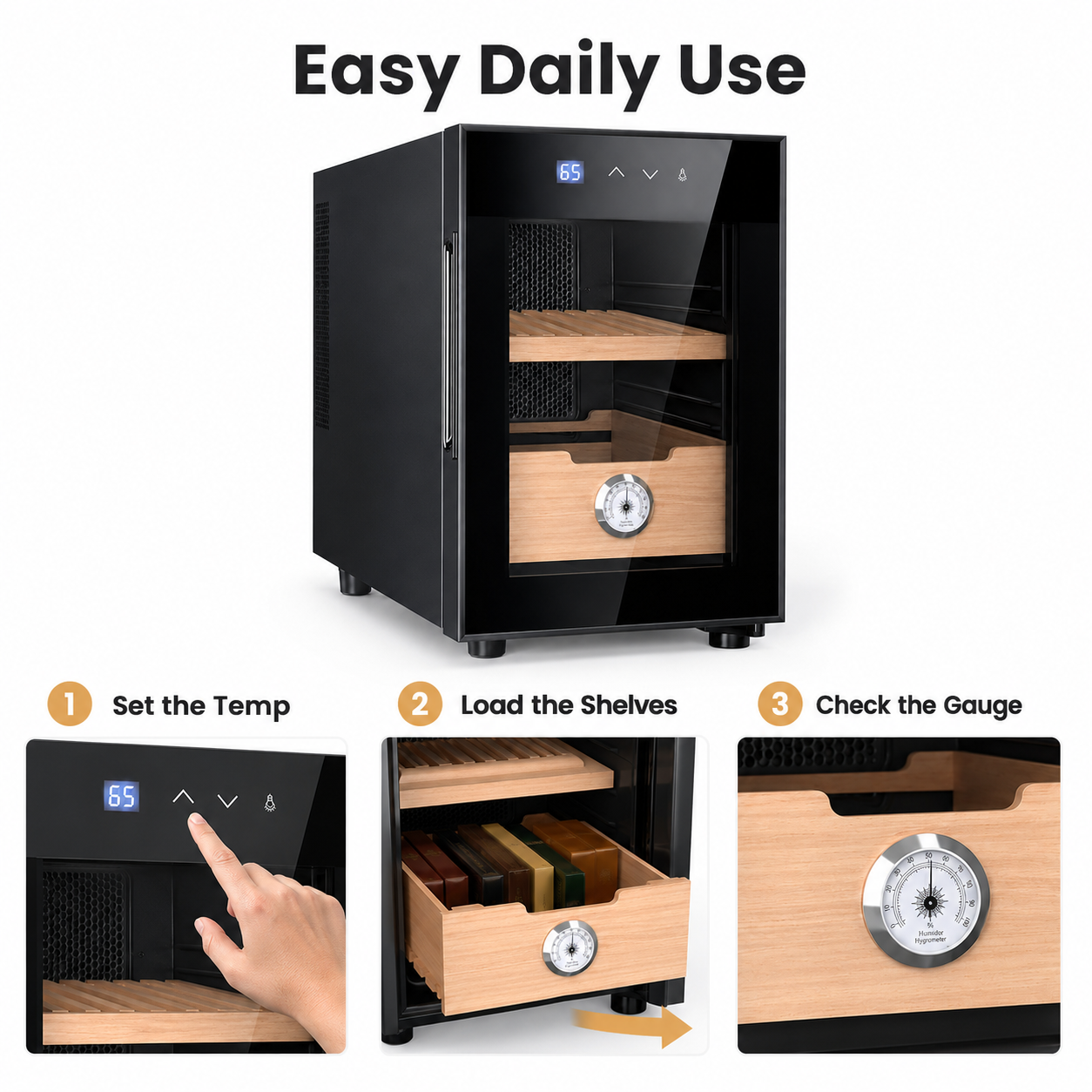 KingChii 16L Electric Cigar Humidor, 100-Cigar Capacity