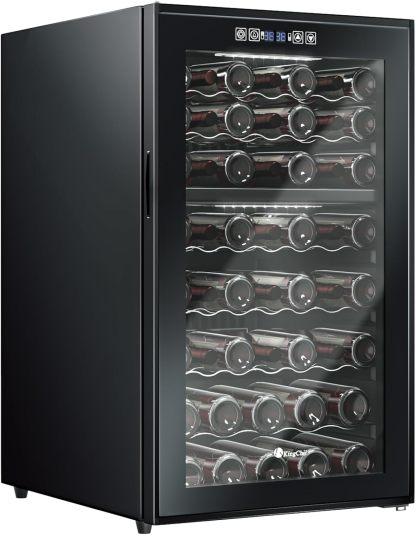 KingChii® 52 Bottles Wine Cooler Refrigerator - Dual Zone Wine Fridge with Intelligent Digital Control, Low Noise Operation, Built-in or Freestanding Wine Refrigerator for Home and Kitchen