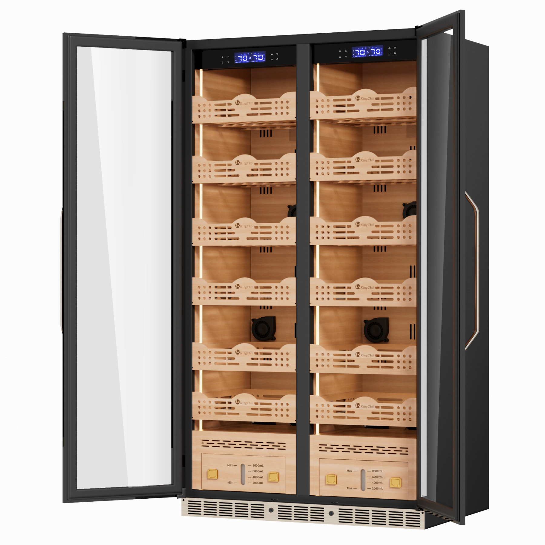 KingChii 680L Pro Dual Zone Compressor Cigar Humidor Cabinet, 4400-5600 Capacity, with Lock