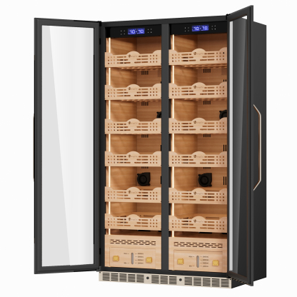 KingChii 680L Pro Dual Zone Compressor Cigar Humidor Cabinet, 4400-5600 Capacity, with Lock