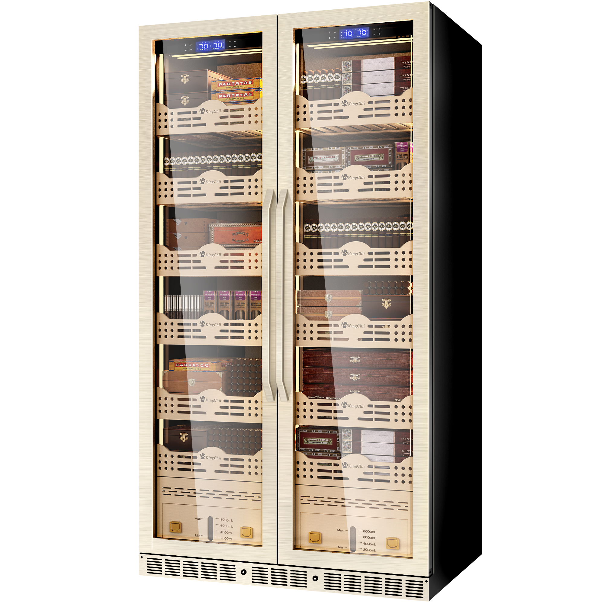 KingChii large dual zone electric cigar humidor cabinet freestanding