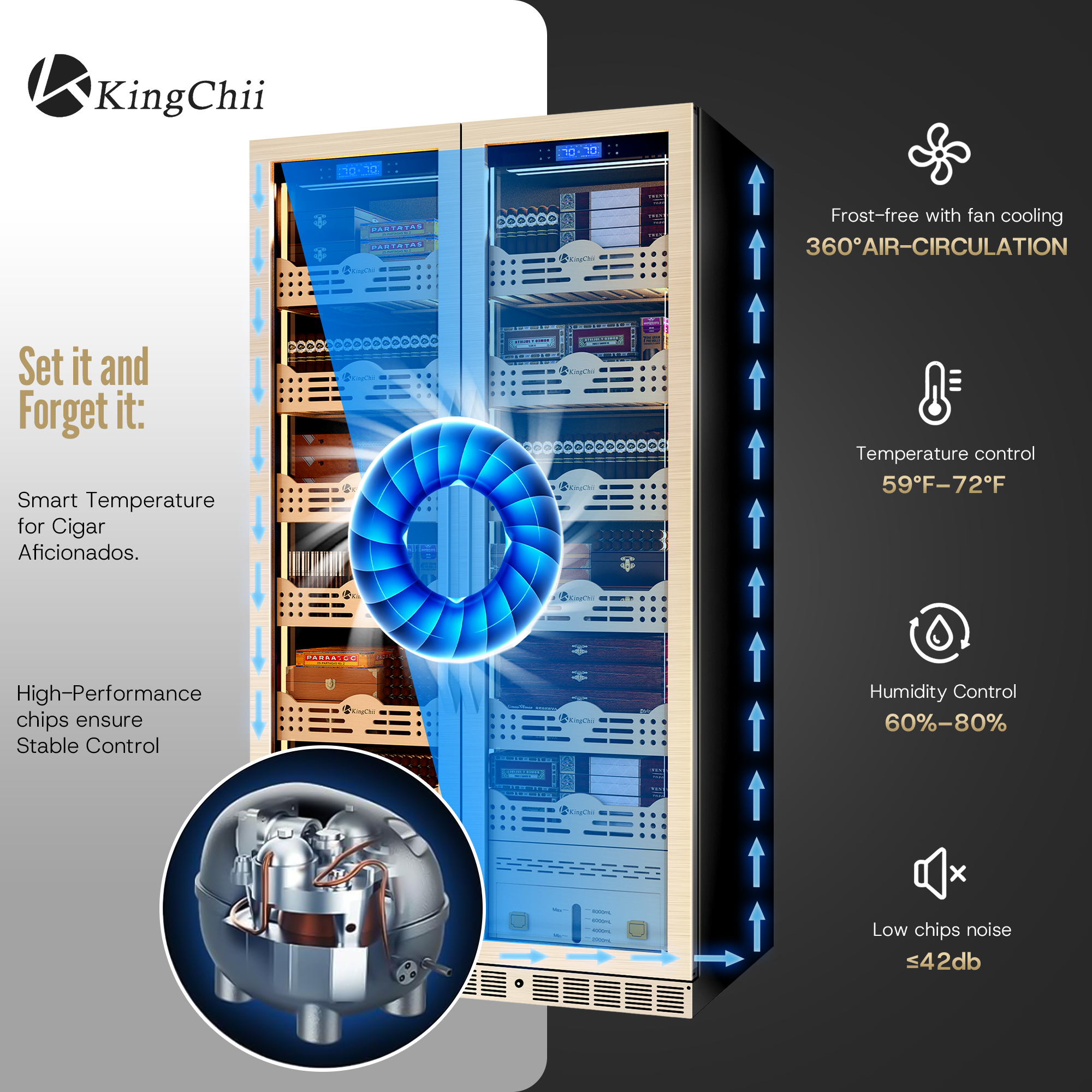 Premium solid wood shelves for cigar storage and aging