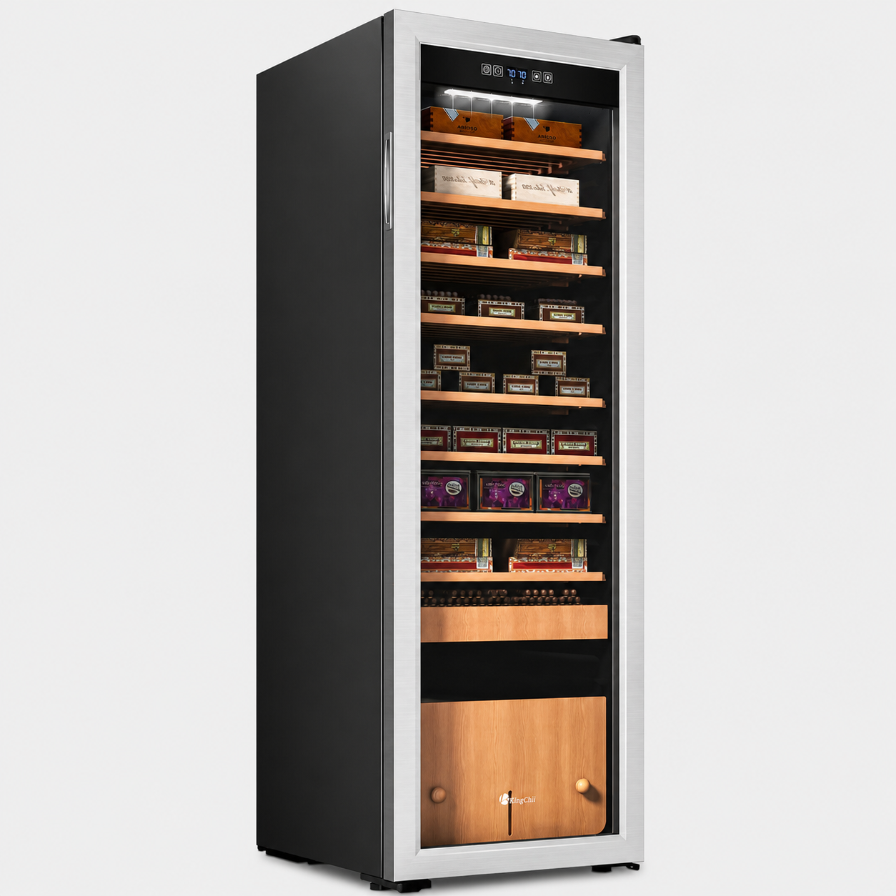 KingChii 130L Temp & Humidity Control Cigar Humidor, 1100-Cigar Capacity 