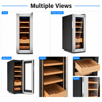 KingChii 35L Temp & Humidity Control Cigar Humidor, 250-Cigar Capacity