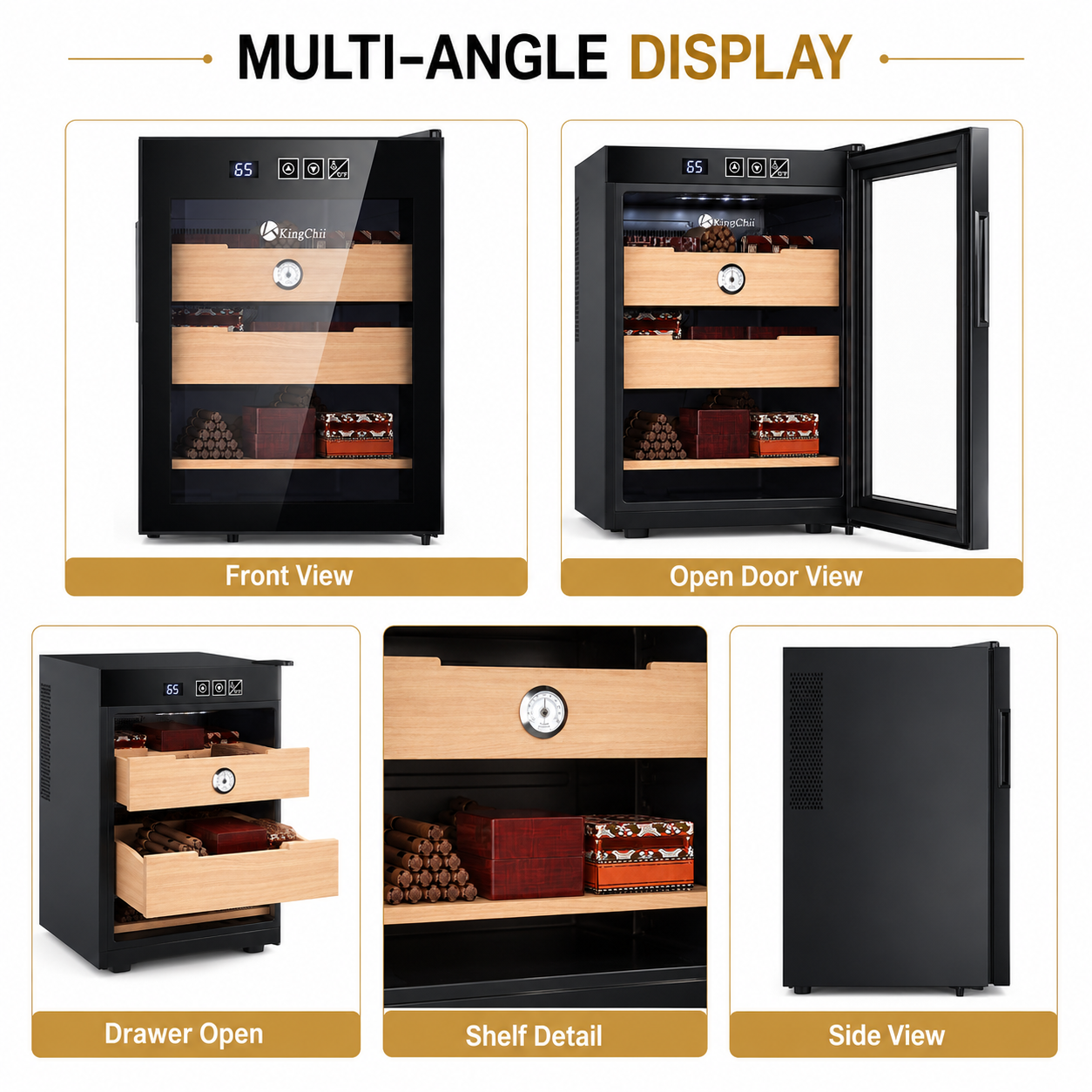 KingChii 48L-C Electric Cigar Humidor, 300-Cigar Capacity