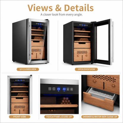 KingChii 43L Temp & Humidity Control Cigar Humidor, 320-Cigar Capacity