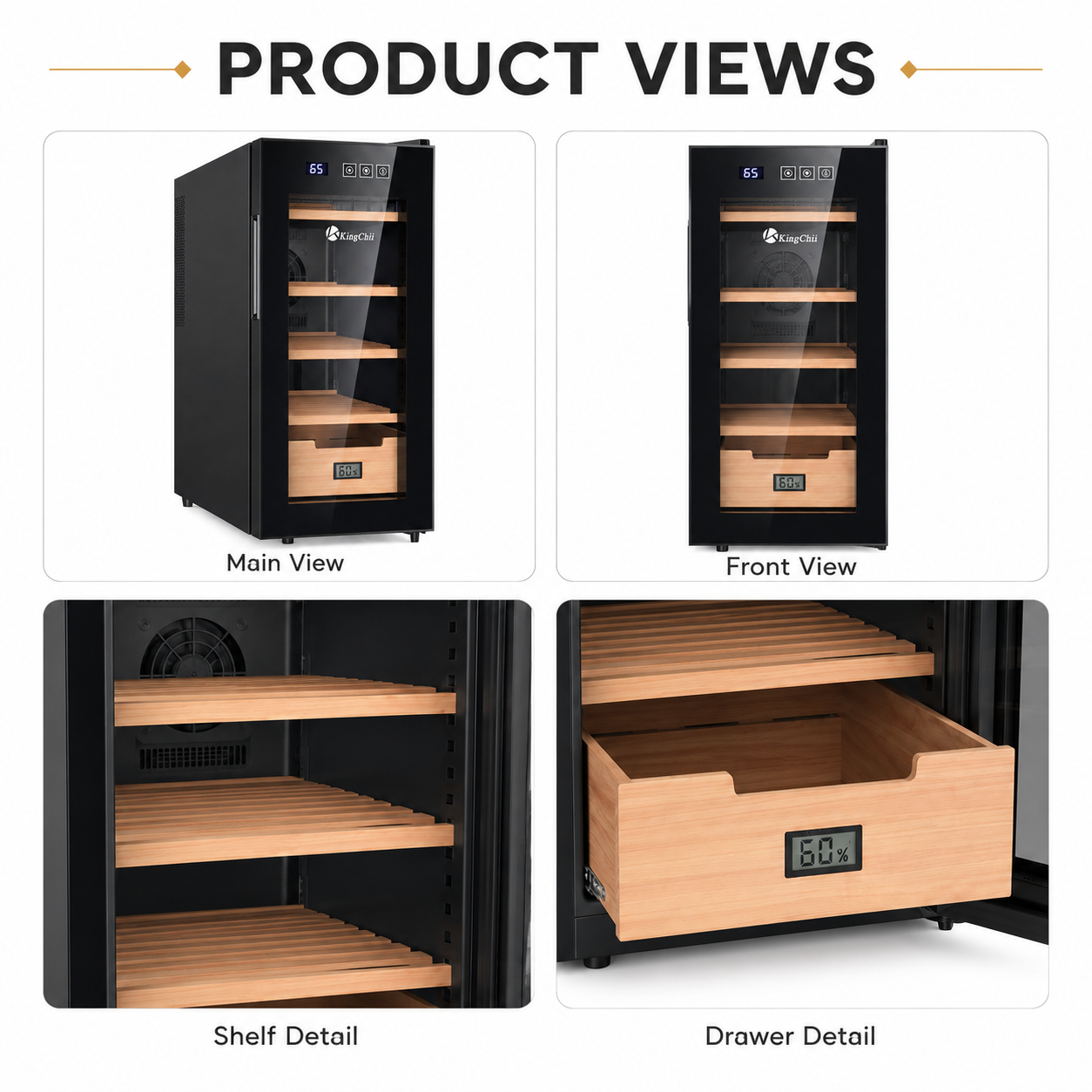 KingChii 26L Electric Cigar Humidor, 200-Cigar Capacity