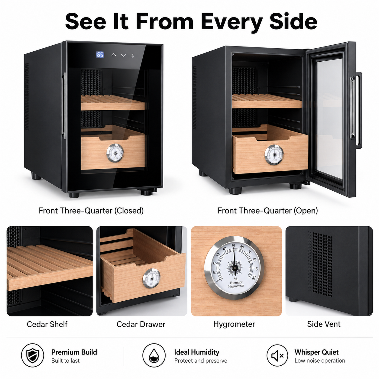 KingChii 16L Electric Cigar Humidor, 100-Cigar Capacity