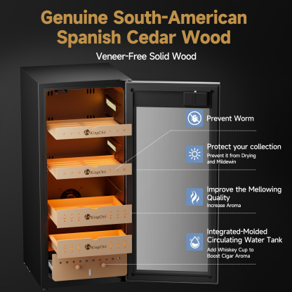 KingChii 105L Cigar Humidor with Genuine South American Spanish Cedar Wood Shelves and Drawers