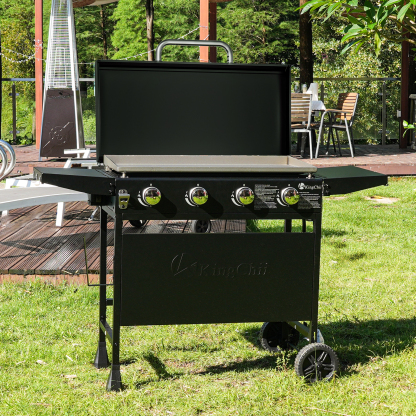 KingChii 4-Burner 32" Propane Griddle Outdoor Flat Top Gas Grill Griddle with Hard Cover for Camping, Tailgating, BBQ, Parties, Backyard & Patio