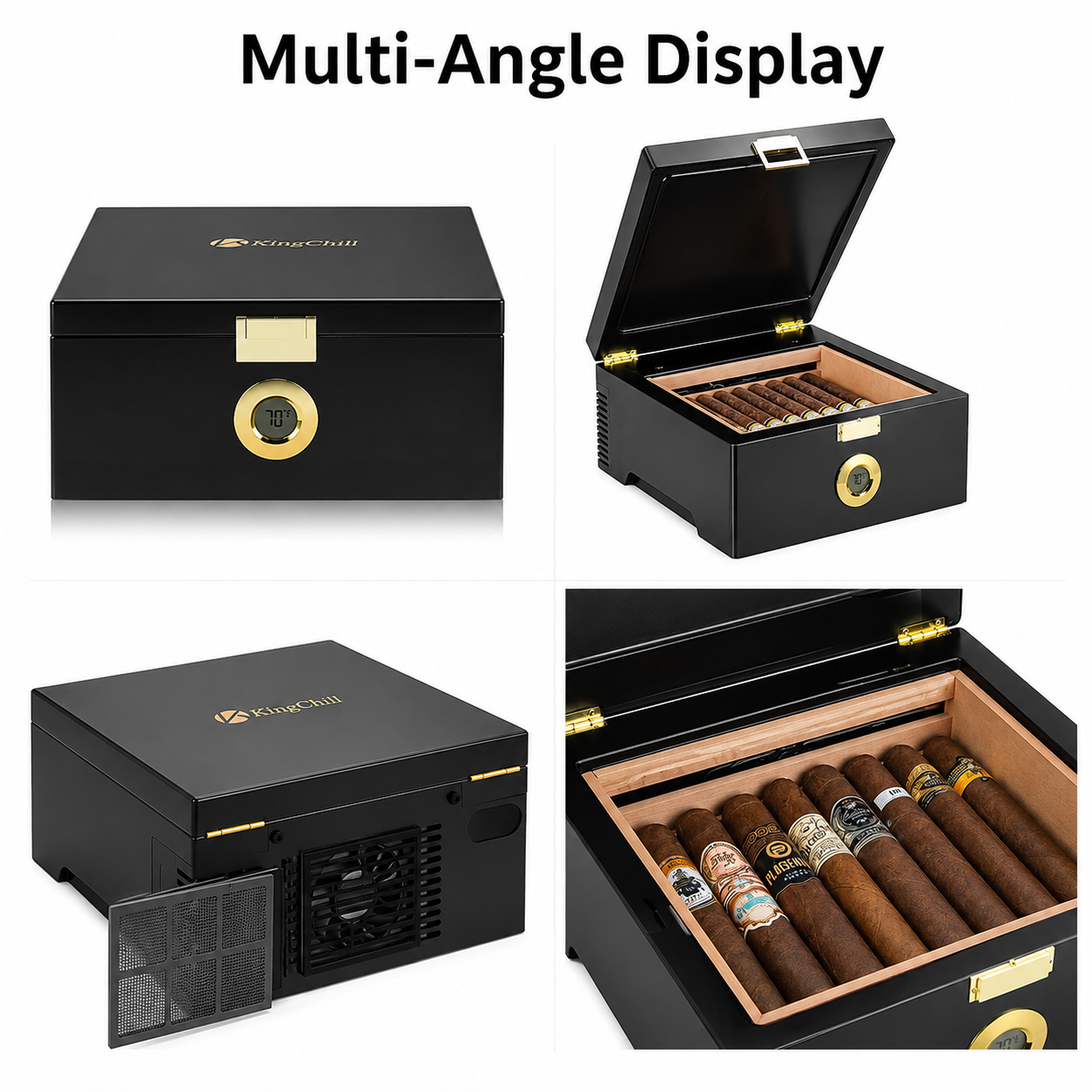 KingChii 3L Desktop Cigar Humidor, 25-50 Cigar Capacity