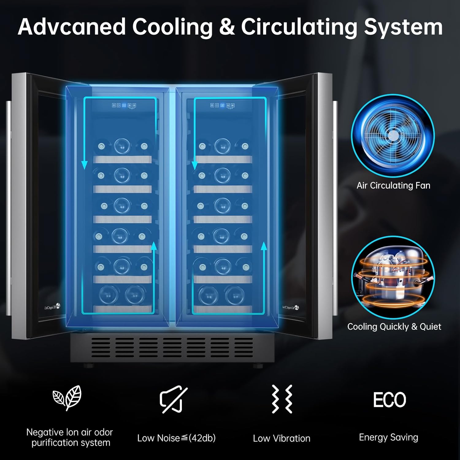 KingChii 24 Inch 34 Bottle Dual Zone Wine Cooler – kingchii