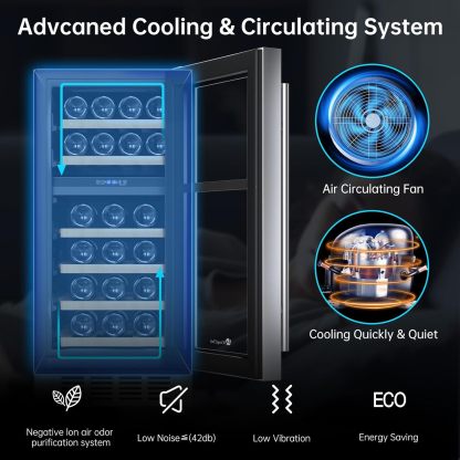KingChii® 15 Inch 26 Bottles Dual Zone Wine Cooler Refrigerator Professional Compressor, Stainless Steel & Tempered Glass For Red Wine, Champagne - Built-in or Freestanding for Home, Kitchen, or Office