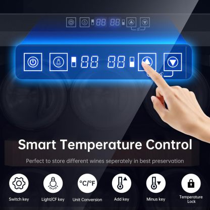 KingChii® 15 Inch 26 Bottles Dual Zone Wine Cooler Refrigerator Professional Compressor, Stainless Steel & Tempered Glass For Red Wine, Champagne - Built-in or Freestanding for Home, Kitchen, or Office