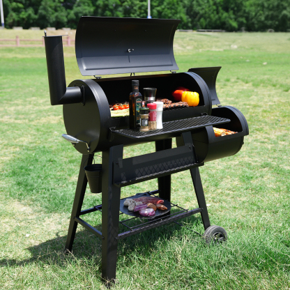 KingChii 547 SQ.IN. Charcoal Grills with Charcoal Wood Offset Smokers for Outdoor Patio BBQ Grilling, Black