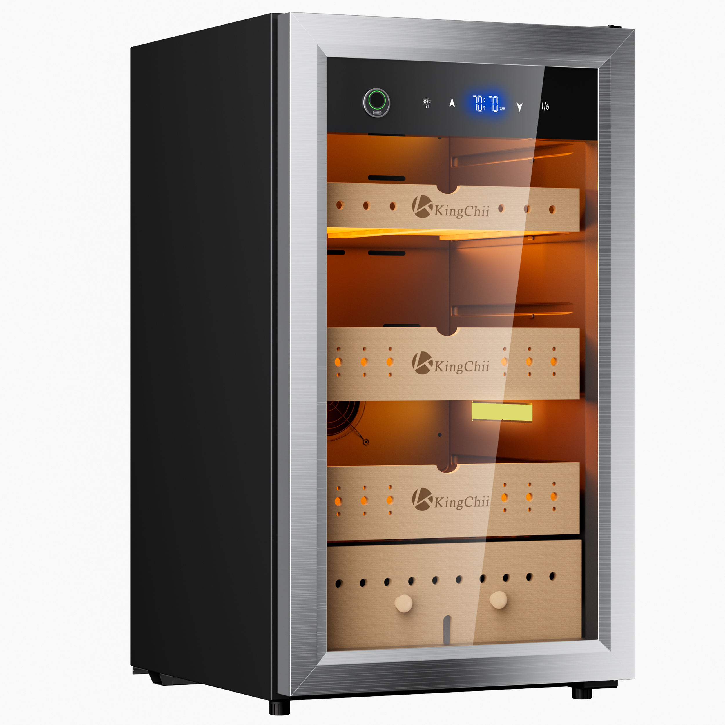 KingChii Pro 80L Compressor Cigar Humidor with Temp & Humidity Control, 600-Cigar Capacity