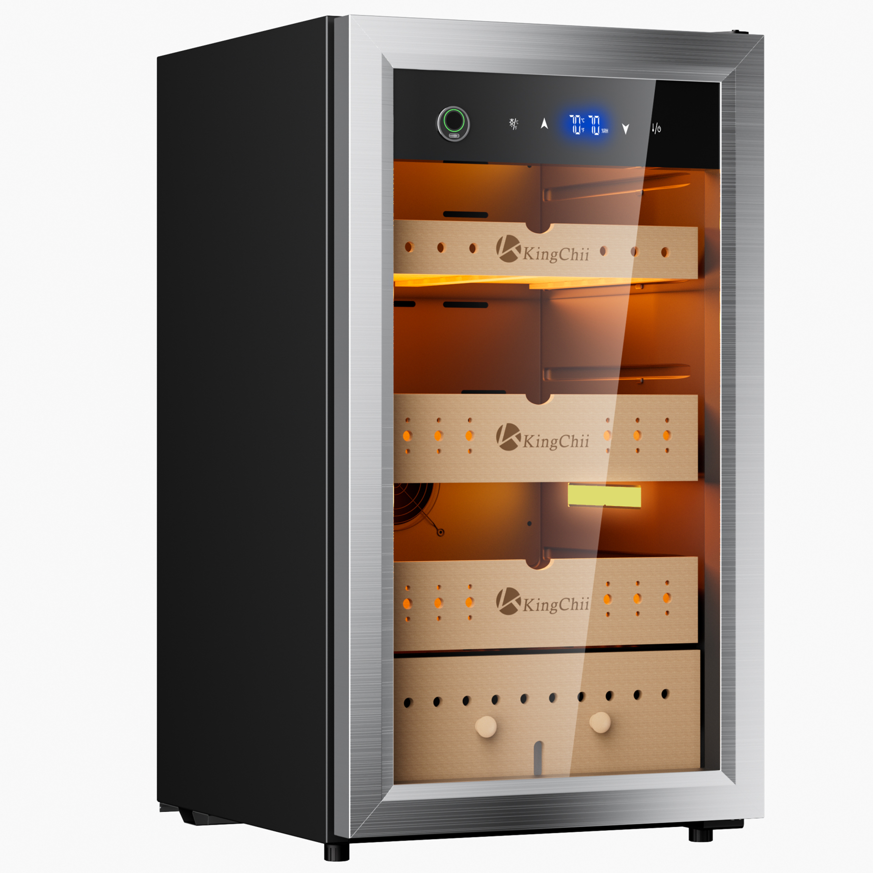 KingChii Pro 80L Compressor Cigar Humidor with Temp & Humidity Control, 600-Cigar Capacity
