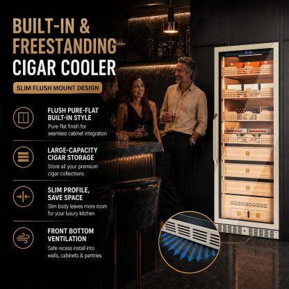 KingChii Pro 475L Compressor Cigar Humidor Cabinet with Temperature & Humidity Control, 3980 Capacity