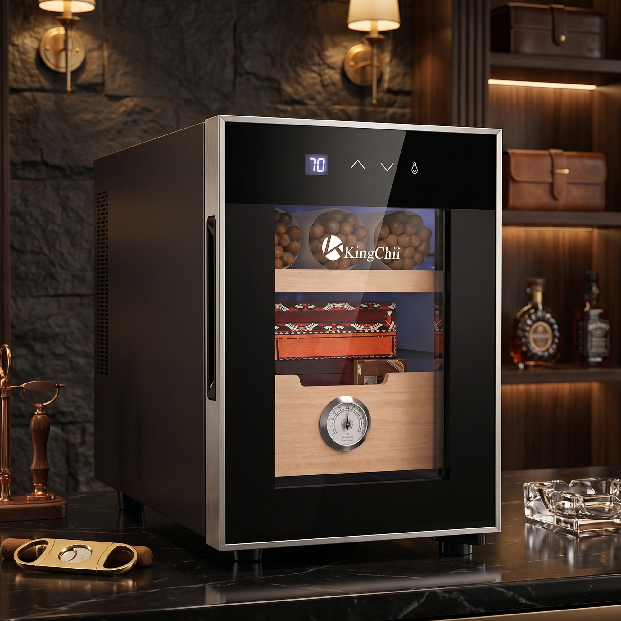 KingChii 16L Electric Cigar Humidor, 100-Cigar Capacity
