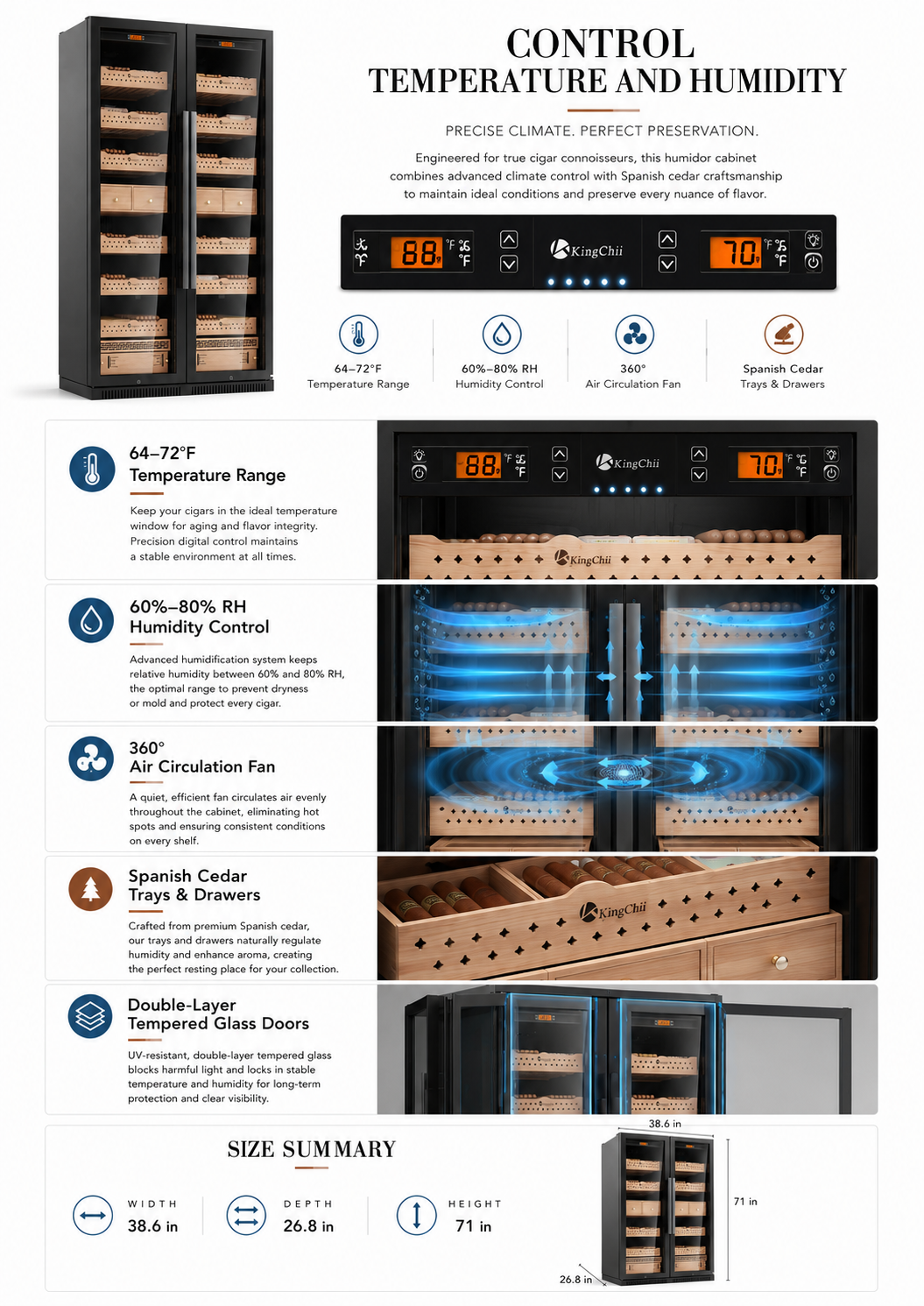 KingChii 860L Commercial Cigar Humidor, 5000-Cigar Capacity