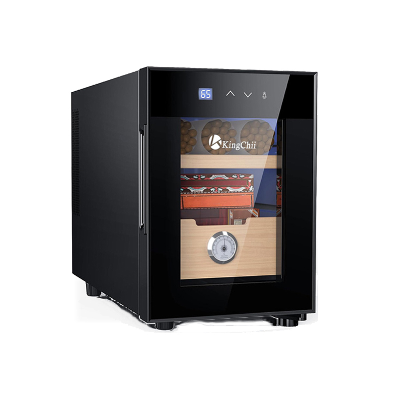 KingChii® 16L Electric Cigar Humidors Temperature Control System, Cooling & Heating Humidor Cabinet with Spanish Cedar Wood Shelves & Hygrometer, Father's Day Gifts for Men (2 Layers 100 Capacity)