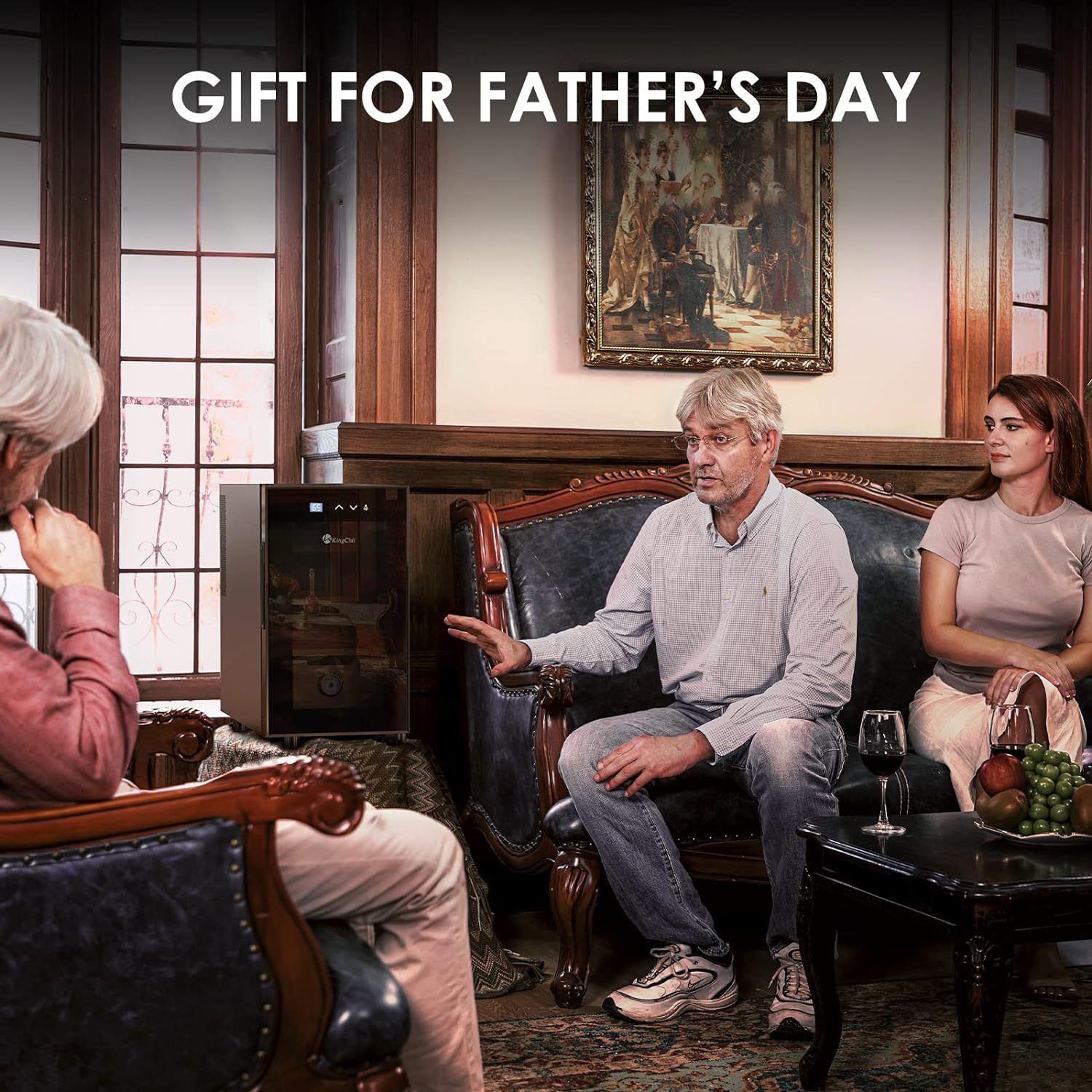 KingChii®23L Electric Cigar Humidors Temperature Control System, Cooling & Heating Humidor Cabinet with Spanish Cedar Wood Shelves & Hygrometer, Father's Day Gifts for Men (3 Layers 150 Capacity)