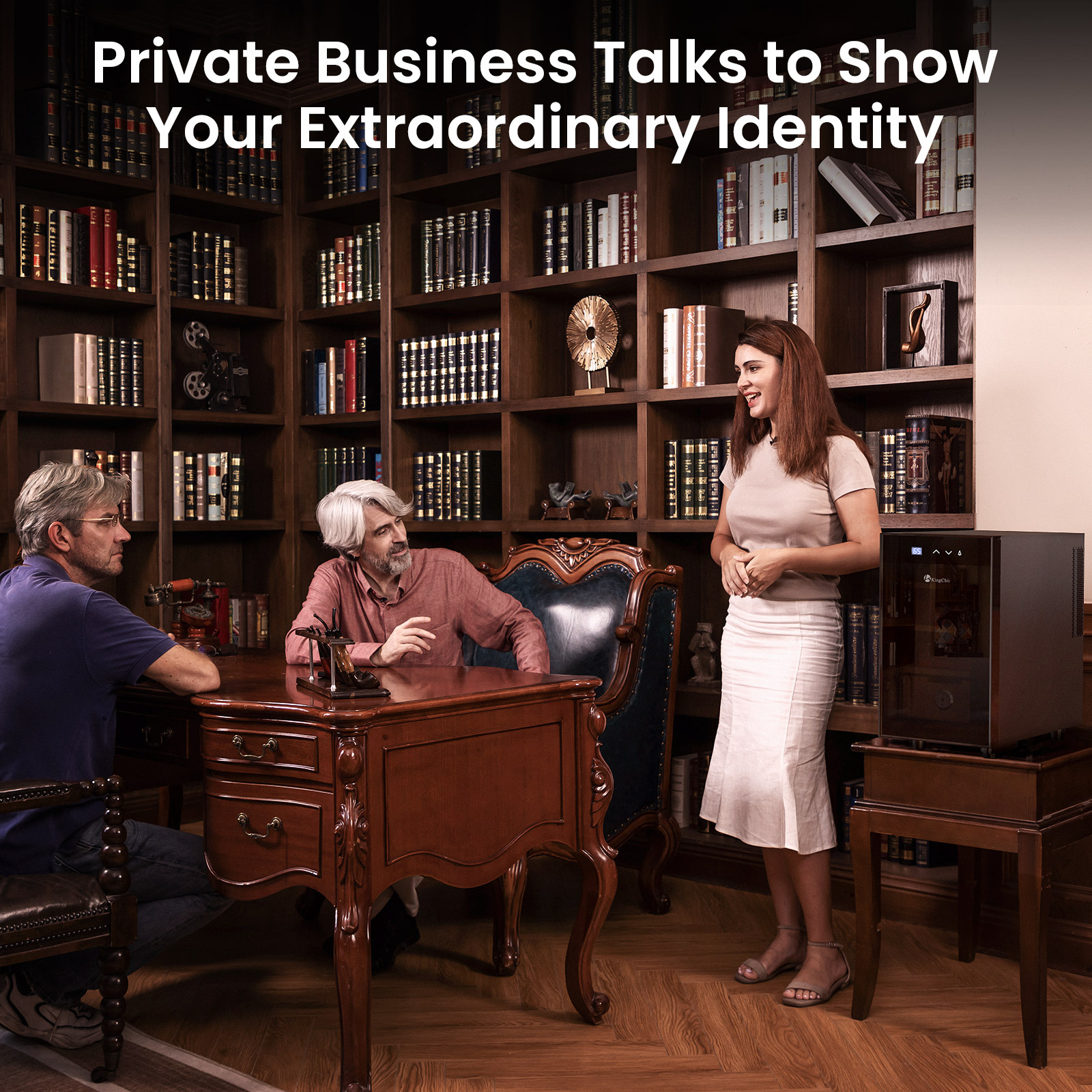 KingChii®23L Electric Cigar Humidors Temperature Control System, Cooling & Heating Humidor Cabinet with Spanish Cedar Wood Shelves & Hygrometer, Father's Day Gifts for Men (3 Layers 150 Capacity)