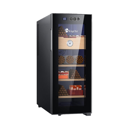 KingChii® 33L Electric Cigar Humidors Temperature Control System, Cooling & Heating Humidor Cabinet with Spanish Cedar Wood Shelves & Hygrometer, Father's Day Gifts for Men (4 Layers 250 Capacity)