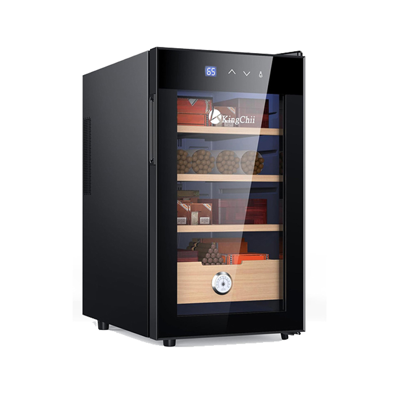 KingChii® 48L Electric Cigar Humidors Temperature Control System, Cooling & Heating Humidor Cabinet with Spanish Cedar Wood Shelves & Hygrometer, Father's Day Gifts for Men (4 Layers 300 Capacity)