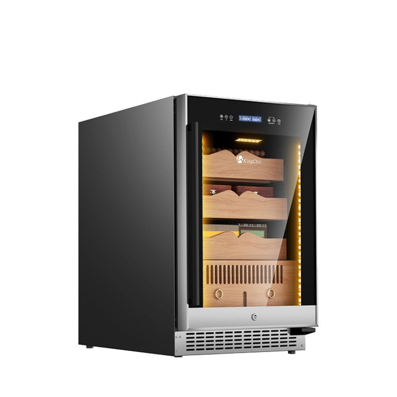 KingChii® Upgrade 145L Electric Cigar Humidor Temperature & Humidity Control, Built-in Humidification System with Spanish Cedar Wood Shelves & Drawer Hygrometer Father's Day Gifts For Men(650 Capacity)