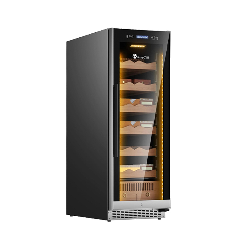 KingChii® Upgrade 375L Electric Cigar Humidor Temperature & Humidity Control, Built-in Humidification System with Spanish Cedar Wood Shelves & Drawer Hygrometer Father's Day Gift For Men(1875 Capacity)