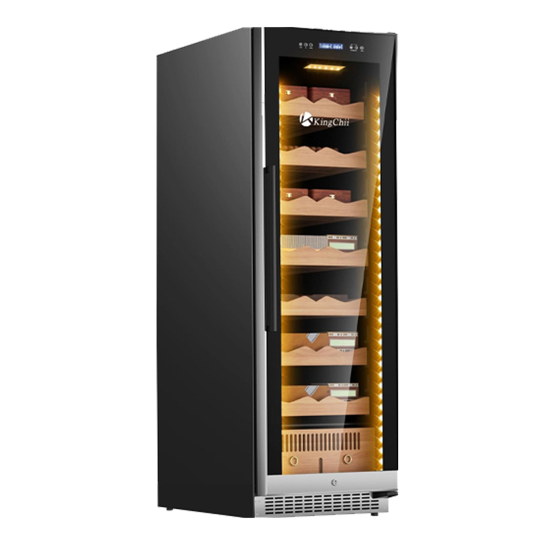 KingChii® Upgrade 425L Electric Cigar Humidor Temperature & Humidity Control, Built-in Humidification System with Spanish Cedar Wood Shelves & Drawer Hygrometer Father's Day Gift For Men(2200 Capacity)