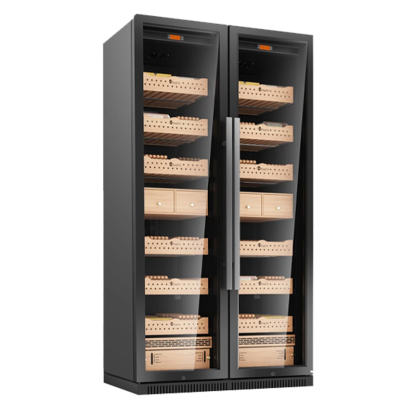 Kingchii® 860L Humidor 5000 Cigars, Temperature & Humidity Control ,Double Layer Anti-UV Low-E Stainless Frame & Glass Double-Door, LED Digital Temperature & Humidity Display, Spanish Cedar Wood Shelves & Humidity Box