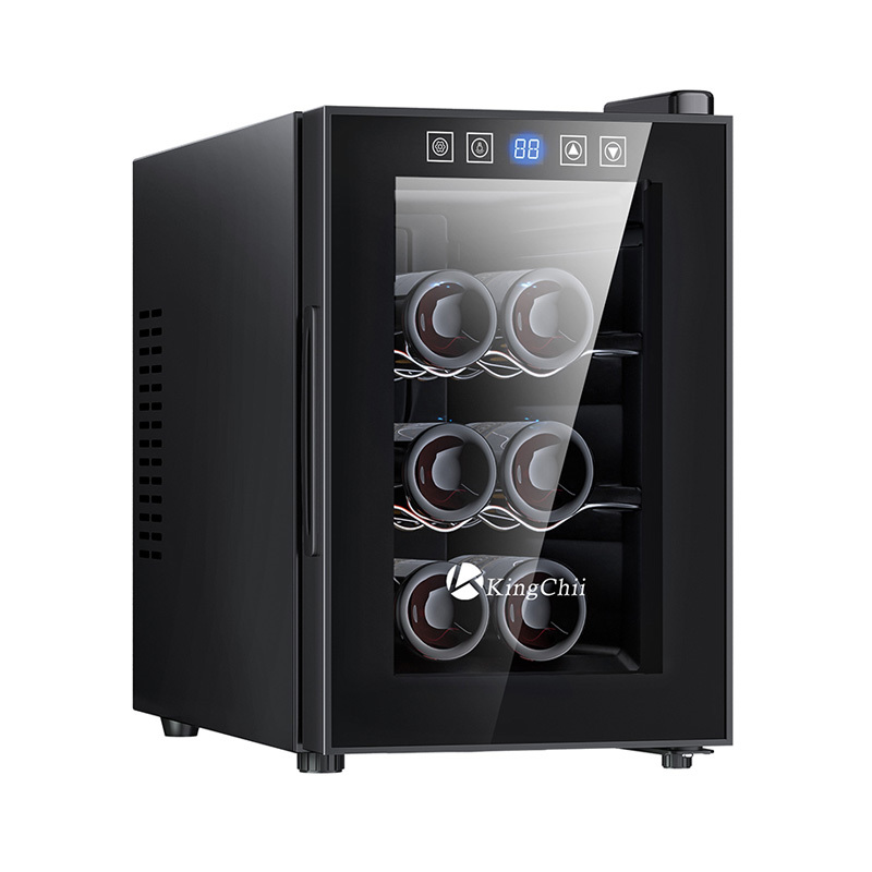 KingChii® 6 Bottles Thermoelectric Wine Cooler Refrigerator Advanced Cooling Technology, Stainless Steel & Tempered Glass For Red Wine, Champagne for Home, Kitchen, or Office