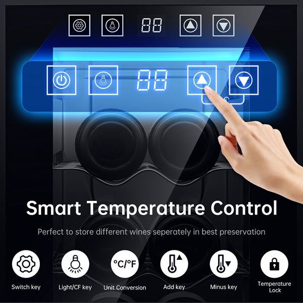 KingChii® 6 Bottles Thermoelectric Wine Cooler Refrigerator Advanced Cooling Technology, Stainless Steel & Tempered Glass For Red Wine, Champagne for Home, Kitchen, or Office