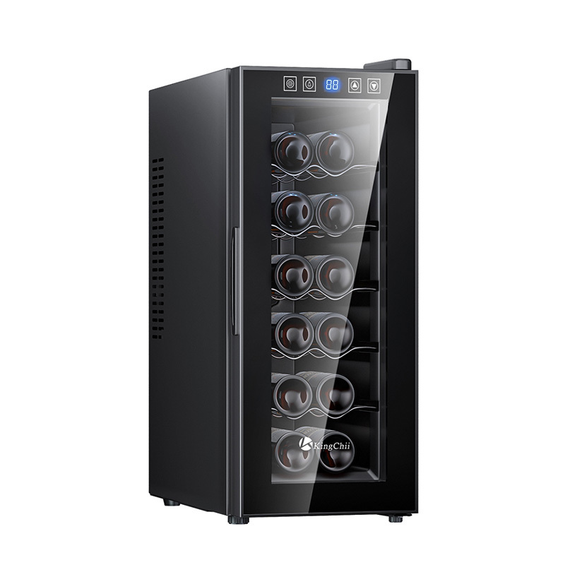 KingChii® 12 Bottles Thermoelectric Wine Cooler Refrigerator Advanced Cooling Technology, Stainless Steel & Tempered Glass For Red Wine, Champagne for Home, Kitchen, or Office